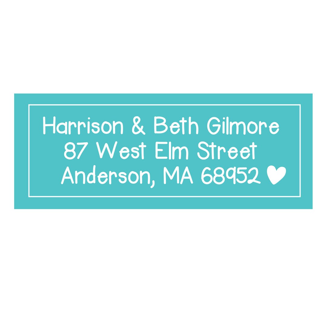 Return Address Labels, 60 Personalized Address Labels, Teal Hearts