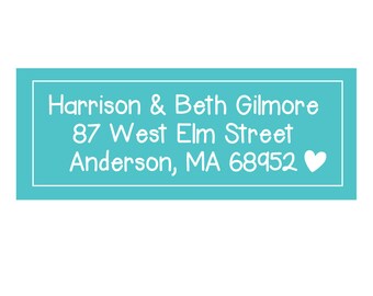 Return Address Labels, 60 Personalized Address Labels, Teal Hearts, Custom Mailing Stickers