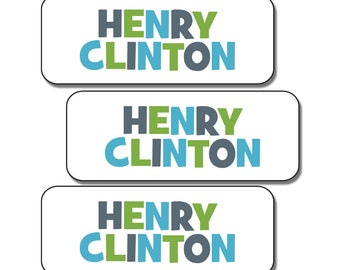 Name Labels for Kids School, Camp and Daycare.  30 Personalized Dishwasher Safe Waterproof Stickers