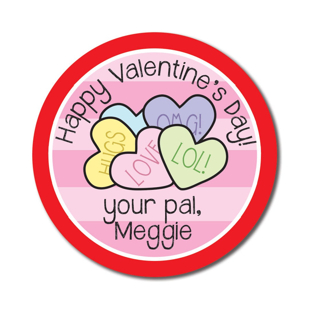 Candy Heart Valentine Stickers, Conversation Heart Stickers ...