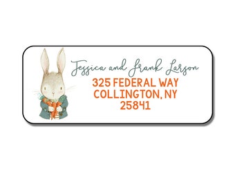 Bunny Address Labels, Easter Return Mailing Stickers, Easter Bunny Stickers, Personalized Return Address Labels