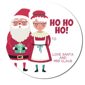 adesivos de presente de Natal de Papai Noel e Sra. Noel, etiquetas do Pólo Norte, de adesivos de Papai Noel, etiquetas personalizadas para presentes de Natal de Papai Noel, ho ho ho