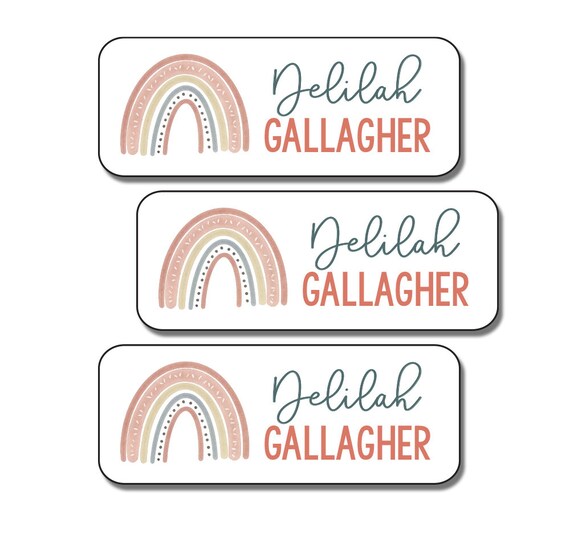 Rainbow Name Labels for School & Daycare Waterproof School Supply Stickers  