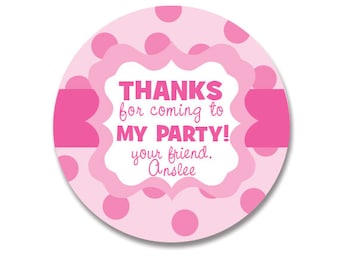 Happy Birthday Gift Labels Personalized Pink Polka Dot Stickers