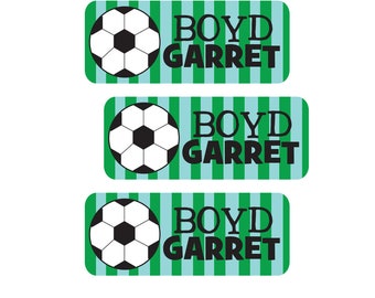Waterproof Soccer Labels, Boy Name Labels for School, Daycare, Baby Bottles and Camp