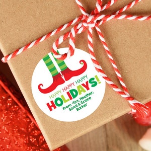 Personalized Christmas Labels Elf Stickers Elf Feet Gift Stickers Xmas Present Stickers for Kids image 3