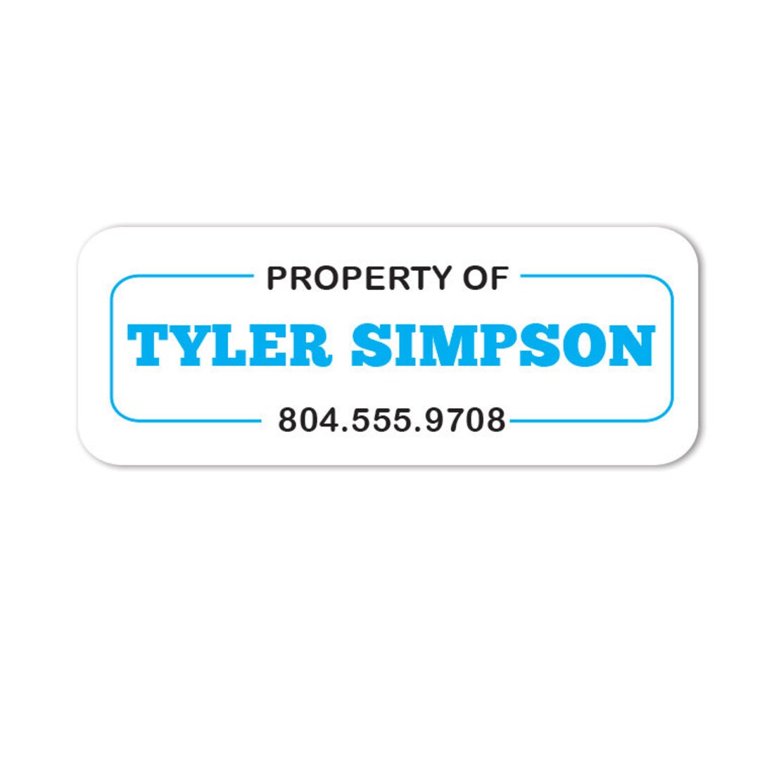 Property of Sticker School Name Label for Boys Daycare Property Property of Sticker School Name Label for Boys Daycare Property