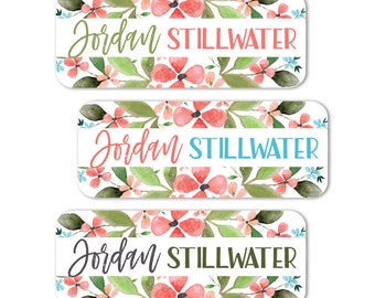 Name Labels, Floral School Name Stickers, Waterproof Labels Daycare, Girl Name Labels, Camp Labels, Flowers, dishwasher safe