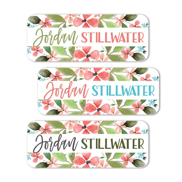 Name Labels, Floral School Name Stickers, Waterproof Labels Daycare, Girl Name Labels, Camp Labels, Flowers, dishwasher safe