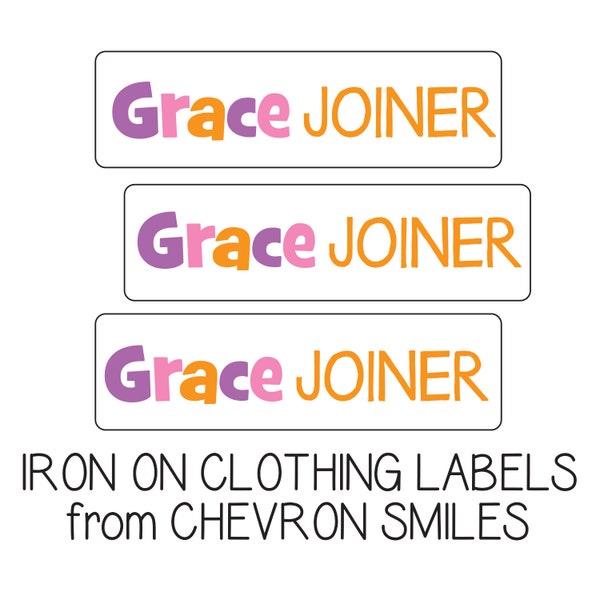 Iron On Labels for Clothes | Girls Fabric Name Labels | Camp and Daycare Labels | Washing Machine Safe