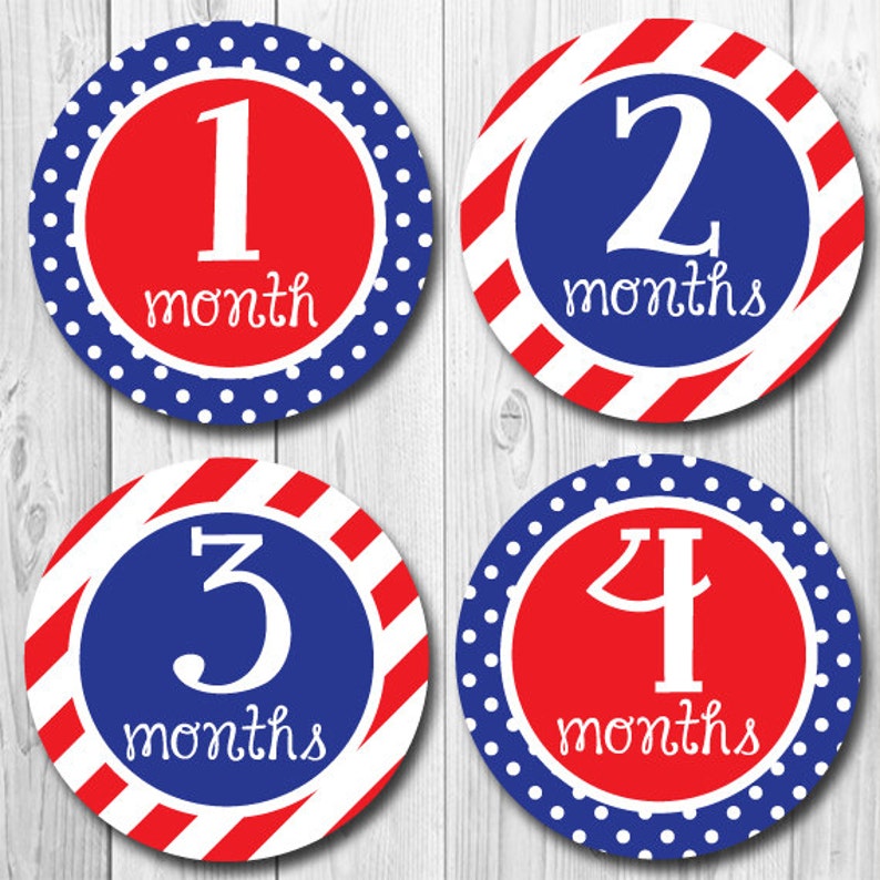 Monthly Baby Milestone Stickers Patriotic Stickers Baby First Year Stickers Baby Month Stickers Red White Blue Baby Shower Gift Baby Girl