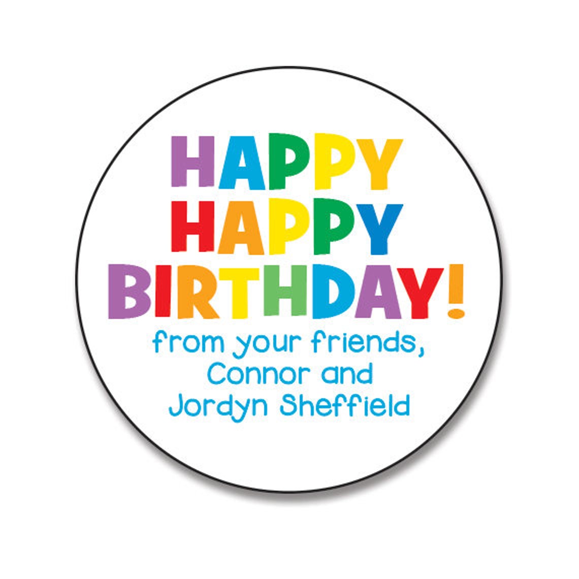 Personalized Birthday Stickers Rainbow Happy Birthday Etsy