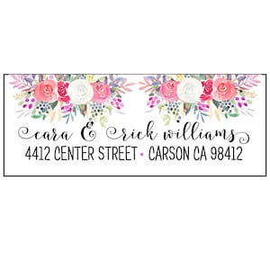 Watercolor floral address labels, custom return labels, flower address mailing labels - 60 personalized address labels