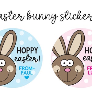 Osteraufkleber | Frohe Osterhasen | Personalisierte Osteraufkleber Etiketten | 12 Ostern Geschenkaufkleber für Leckerlitüten | Kinder Osterparty