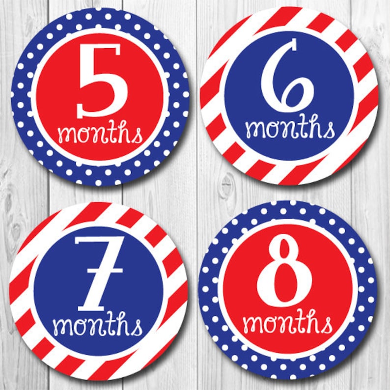 Monthly Baby Milestone Stickers Patriotic Stickers Baby First Year Stickers Baby Month Stickers Red White Blue Baby Shower Gift Baby Girl