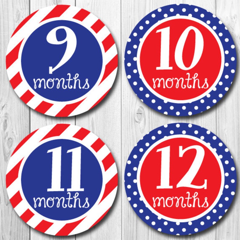 Monthly Baby Milestone Stickers Patriotic Stickers Baby First Year Stickers Baby Month Stickers Red White Blue Baby Shower Gift Baby Girl