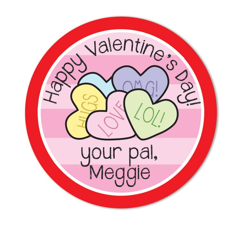 Candy Heart Sticker Conversation Hearts Stickers Valentine\u2019s Day Sticker Valentine\u2019s Day Gift Valentine\u2019s Day Custom Decor