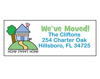 We've Moved Address Labels, New Home Return Labels, 60 Personalized Family Address Labels