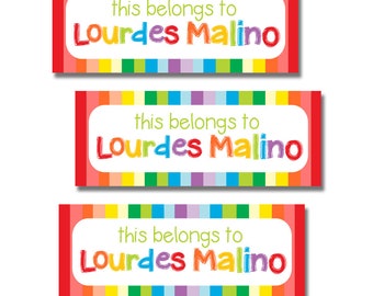 Never Lose Their Belongings Again - Personalized Waterproof Name Labels for School Supplies, Daycare Items, and More!  Rainbow theme