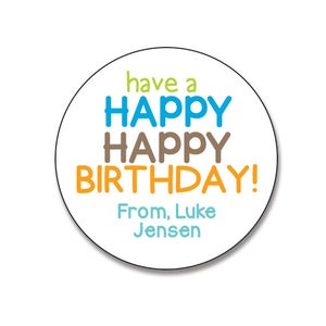 Personalized Gift Stickers, Happy Birthday Stickers, Birthday Favor Stickers, Birthday Stickers for Kids, Party Favor Sticker,  Boy Birthday