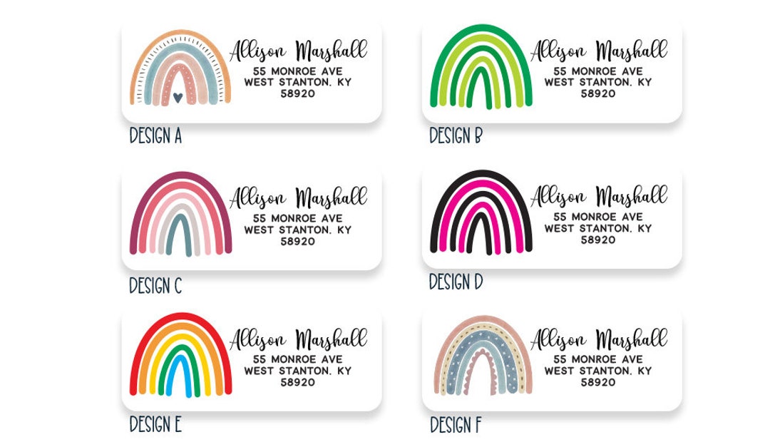 Rainbow Address Labels, 30 Personalized Matte Finish Return Address