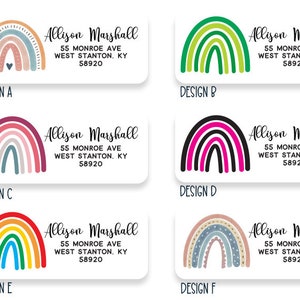 Rainbow Address Labels, 30 Personalized Matte Finish Return Address Labels, Camp Labels for Kids, Envelope Seals, Custom Rainbow Address