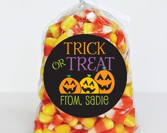 Kids Halloween Stickers, Custom Halloween Treat Bag Stickers for School Exchange, Trick or Treat Labels, Halloween Favor Stickers
