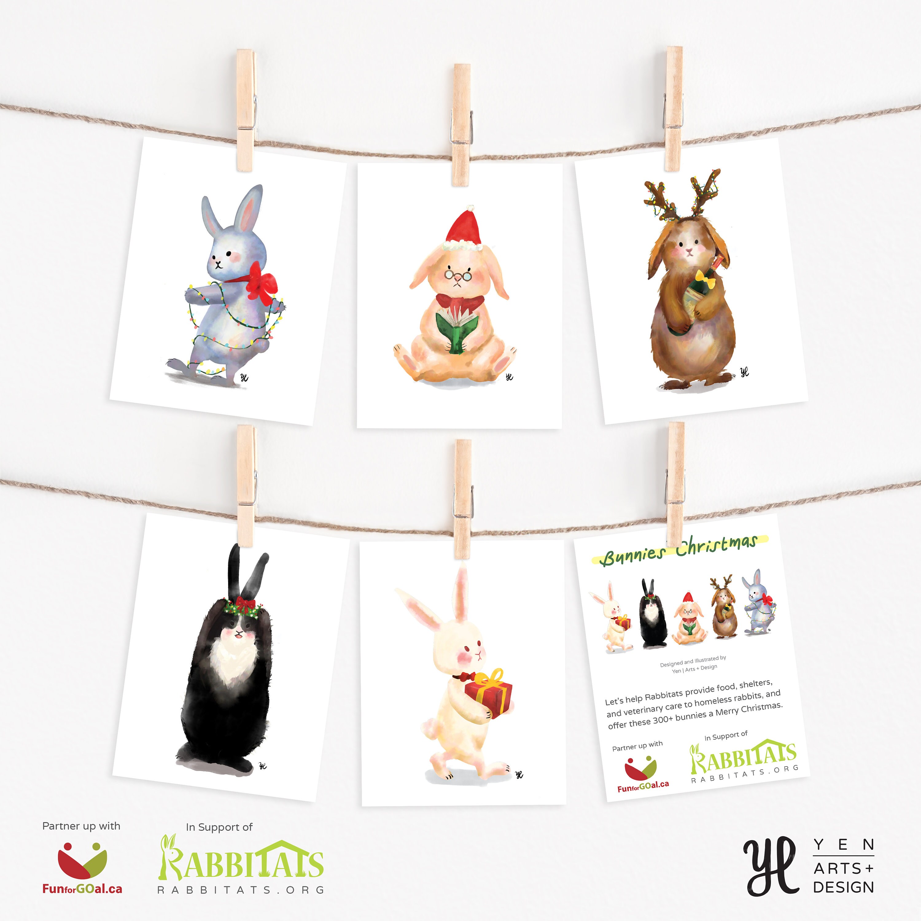 Rabbitats Christmas Bunny Art Gift Set | Etsy