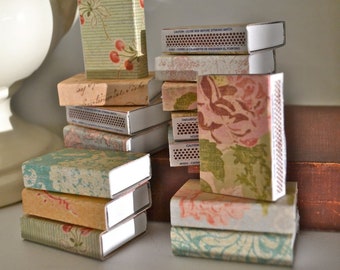 Cottage Prints Covered Matchboxes - Set of 8 - Wedding - Specialty Home Decor