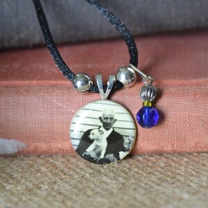 Grandpa and Puppy Necklace - Vintage Photo Pendant - Unique Photo Jewelry