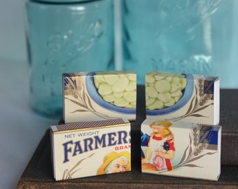 Vintage Canned Lima Beans Matchboxes - Vegetable Can Label Matchboxes - Farmer's Pride Vegetable Matchboxes