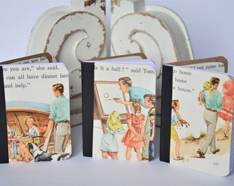 Dear Dad - Mini Notebook Set of 3 - Teacher Gift - Altered Notebooks - Embellished Notebooks - Vintage Paper