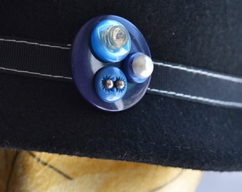 Blue Button Collection Brooch - Scarf Pin - Hat Brooch - Purse Pin