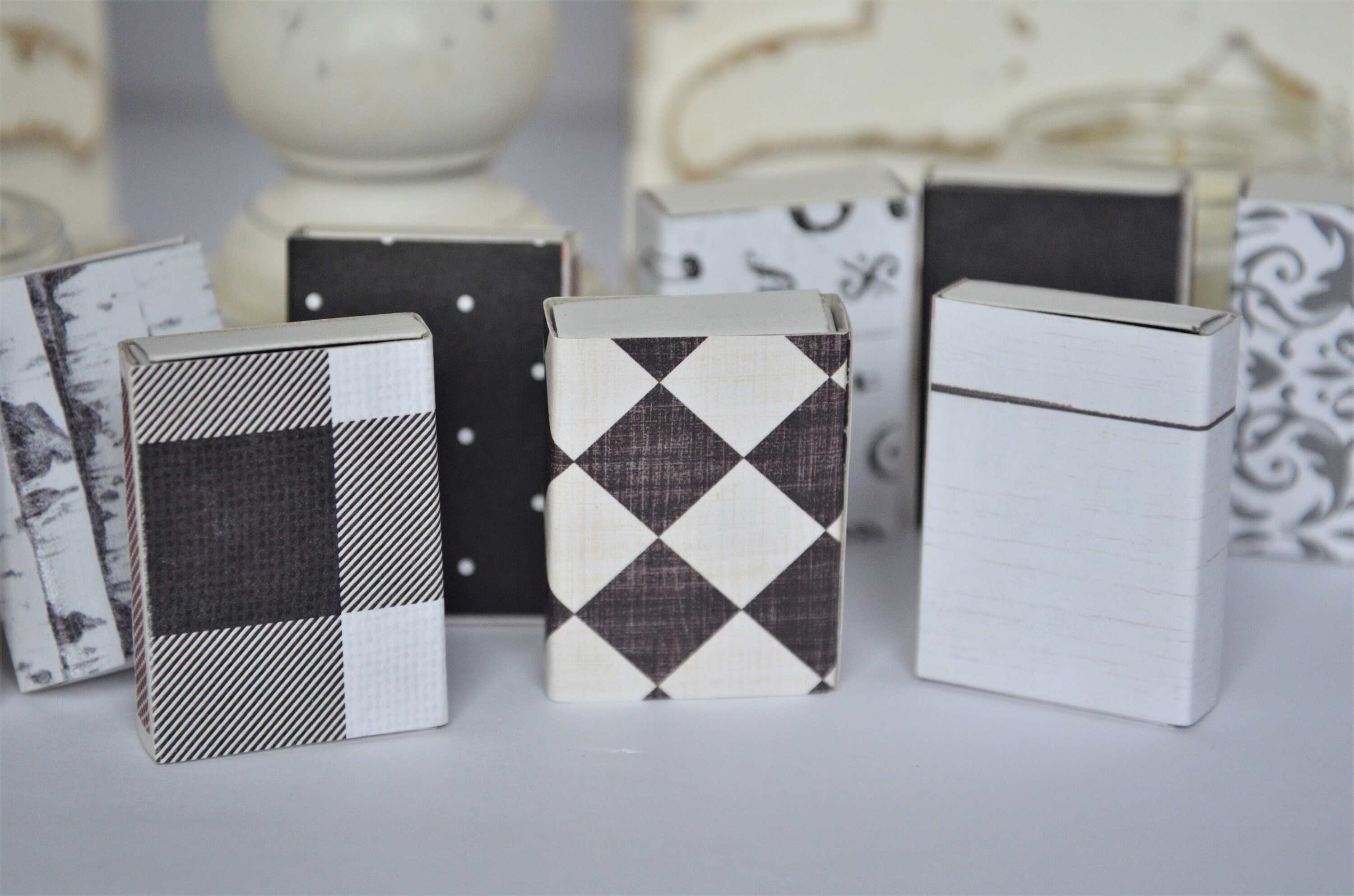 Black and White Collection Covered Matchboxes Set of 8 - Etsy