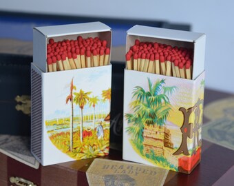 Cigar-Theme Large Covered Matchboxes - Tobacco Memorabilia Matchboxes