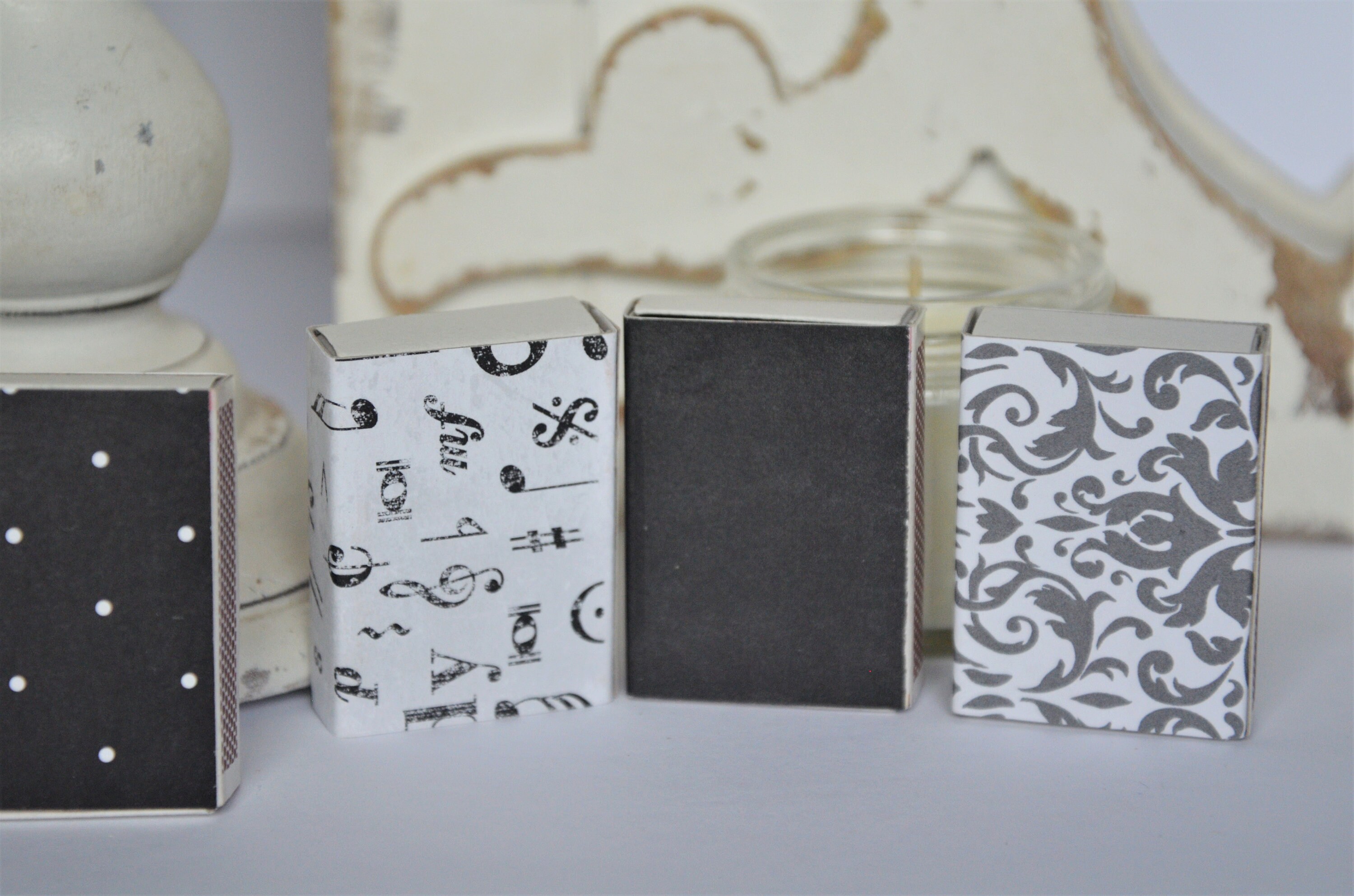 Black and White Collection Covered Matchboxes Set of 8 - Etsy