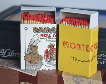 Cigar-Theme Large Covered Matchboxes - Tobacco Memorabilia Matchboxes