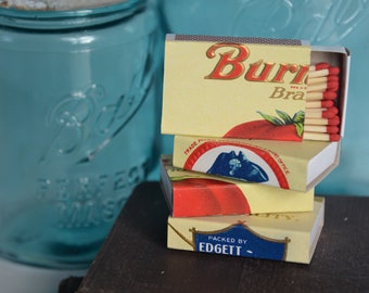 Vintage Canned Tomato Matchboxes - Vegetable Can Label Matchboxes - Burnham Vegetable Matchboxes
