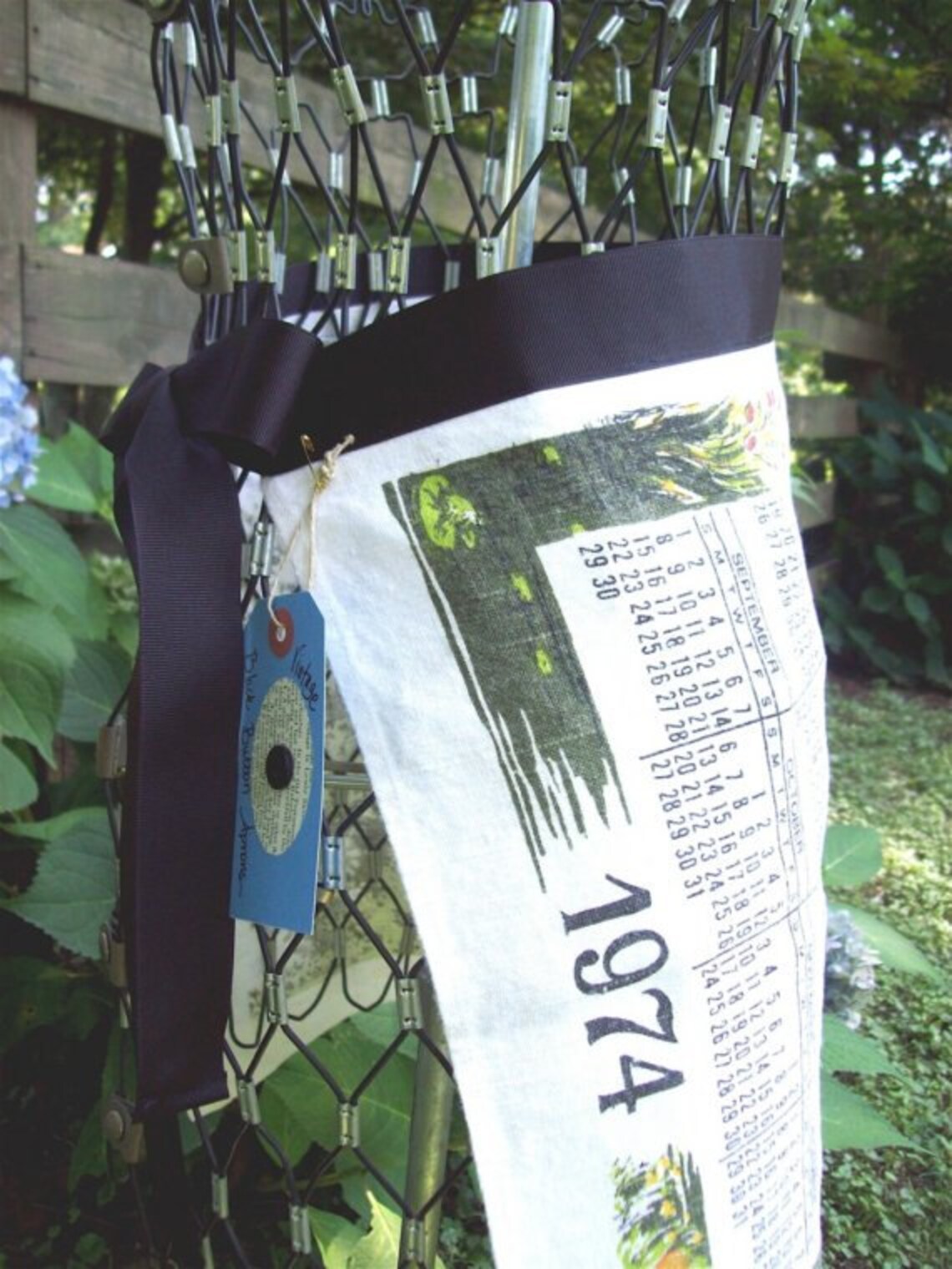 1974 Old Mill Calendar Apron Upcycled Vintage Kitchen Linen Etsy