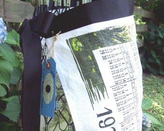 1974 Old Mill Calendar Apron - Upcycled Vintage Kitchen Linen - Hostess Gift - Culinary Accessory