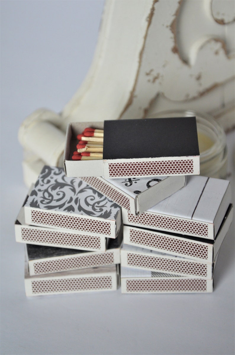 Black and White Collection - Covered Matchboxes - Set of 8 - Cabin ...