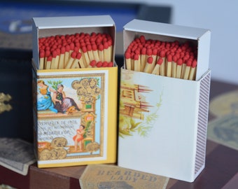 Cigar-Theme Large Covered Matchboxes - Tobacco Memorabilia Matchboxes