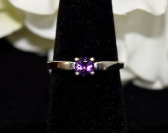 African Amethyst Sterling Silver Ring: February Birthstone, Size 6