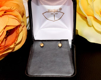 Citrine Stud Earrings: 14K Yellow Gold Filled, 3mm Diamond Cut Citrine Gemstones