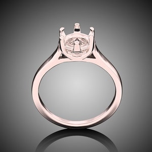 Gold Weave Style Cathedral Ring Setting. 7mm round faceted. 6-prong tray. 14K yellow, white, or rose gold. Polished, and ready for gemstone