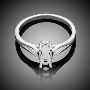 Premium Sterling Silver, 10x5, 12x6, 14x7, 16x8, 18x9, 20x10mm cathedral marquise ring setting. 4-Prong, Polished premium silver ring mount.