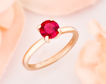 14k Rose Gold Ruby Ring African Red