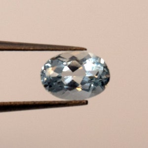 1731 Gem - Authentic Aquamarine / Beryl, Padre Paraiso Mine, Brazil, 6x4mm, Oval, Faceted, .55ctw, Very Light Strong Greenish Blue.