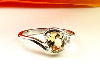 Imperial Topaz Ring: Ouro Preto, Brazil, Sterling Silver, White Topaz Accent