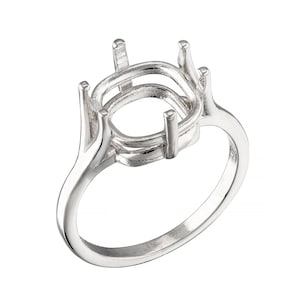 Premium Sterling Silver, 8mm, 9mm, 10mm, 11mm, or 12mm cathedral square cushion ring mount. Oxygen-free cast. Polished, ready for gemstone